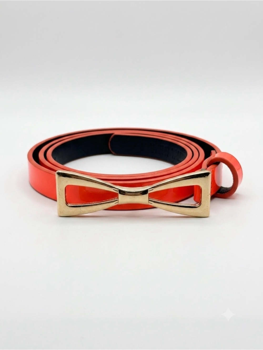 Unbranded Coral Skinny Bow Belt Gold Bow Buckle Size S